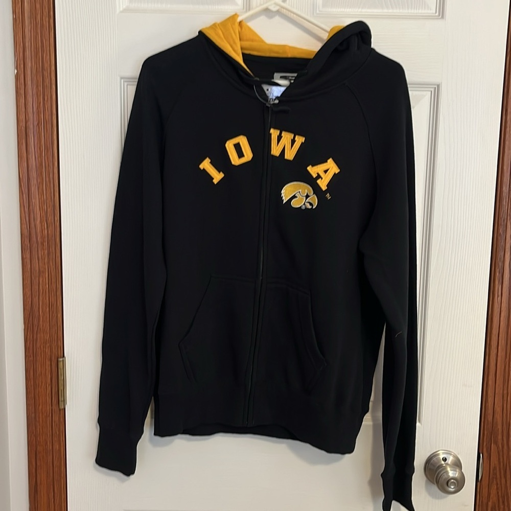 University of Iowa Hawkeyes Black Fleece Zip Up Jacket by Stadium Athletics, NWT
